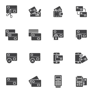 Kredi kartı ödeme vektör simgeleri ayarlandı