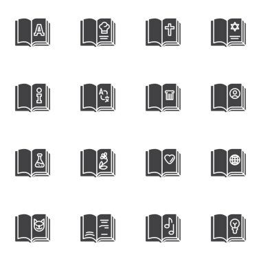 Bilim kitapları koleksiyonu vektör simgeleri belirlendi