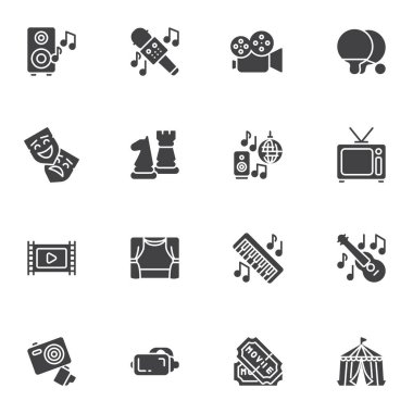 Eğlence bağlantılı vektör simgeleri ayarlandı