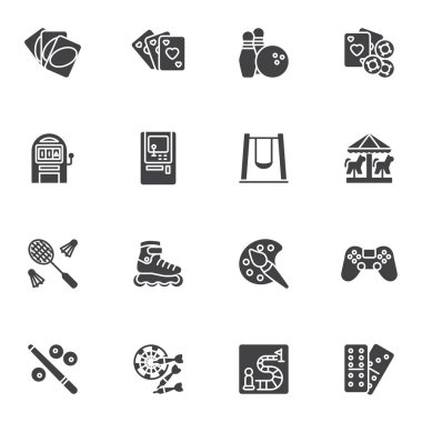 Eğlence ve eğlence vektörü simgeleri ayarlandı