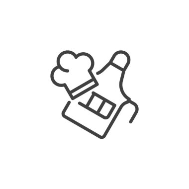 Şef üniforması, önlük ve şapka çizgisi simgesi