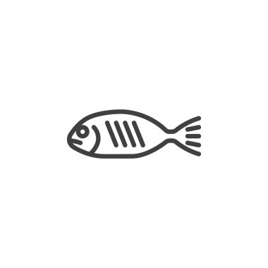 Grilled fish line icon