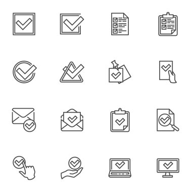 Check mark line icons set