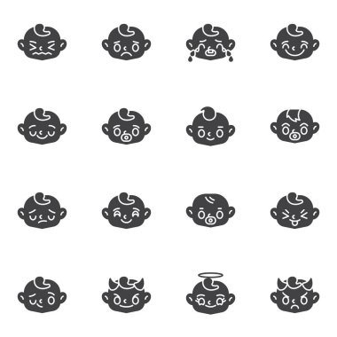 Baby face emoji vector icons set
