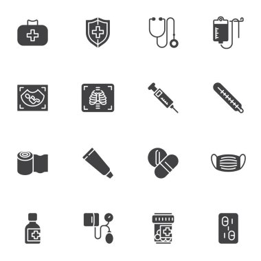 Tıbbi servis vektör simgeleri ayarlandı