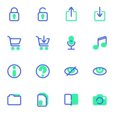 UI, UX vektör simgeleri ayarlandı