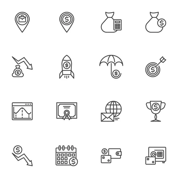 Business money line icons set