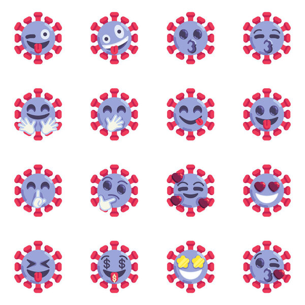 Вирусная коллекция смайликов, плоские иконки