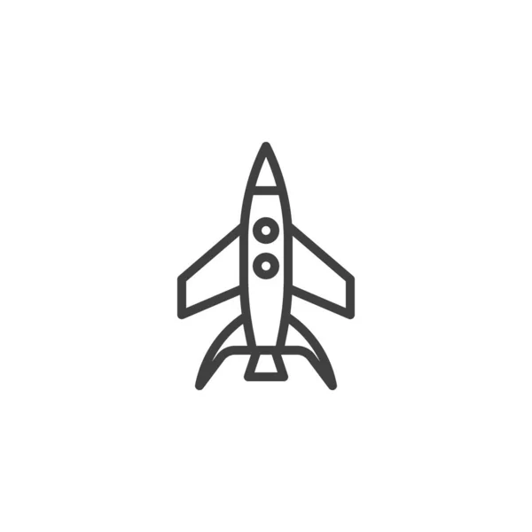 Spaceship launch line icon — Stock Vector