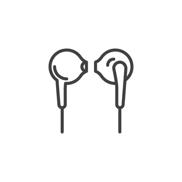 Auriculares con cable icono de línea — Vector de stock