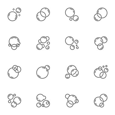 Köpük kabarcıkları çizgi simgeleri ayarlandı