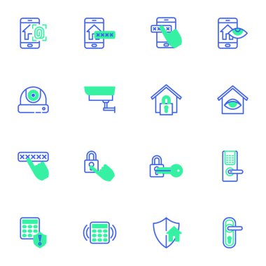 Akıllı ev denetim sistemi çizgi simgeleri ayarlandı