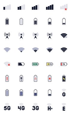 Cep telefonu sistemi düz simgeleri ayarlandı