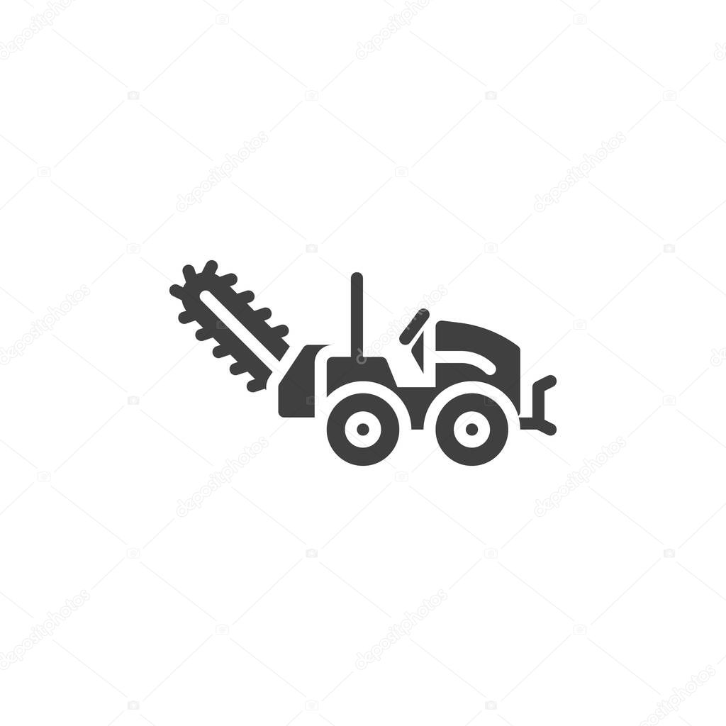 Cold milling machine vector icon. filled flat sign for mobile concept and web design. Milling truck glyph icon. Symbol, logo illustration. Vector graphics