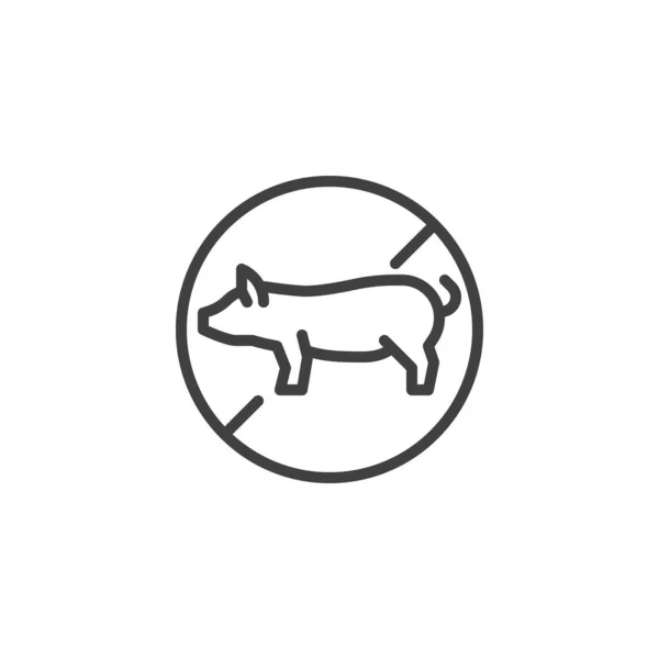 Nessuna icona della linea di maiale — Vettoriale Stock