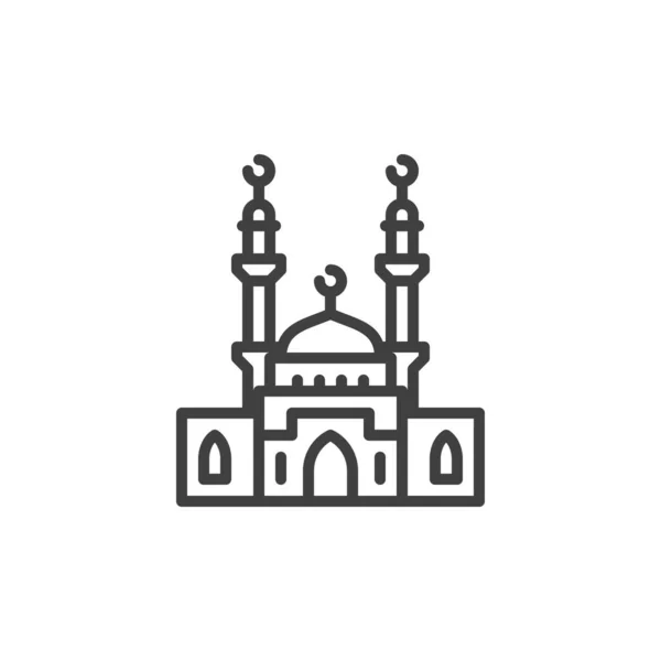 Mesquita ícone de linha de minarete — Vetor de Stock