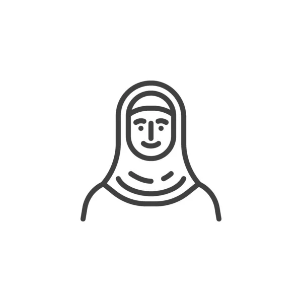 Icono de línea mujer musulmana — Vector de stock