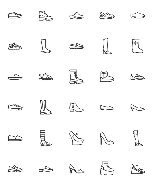 Zapato estilos línea iconos conjunto — Vector de stock