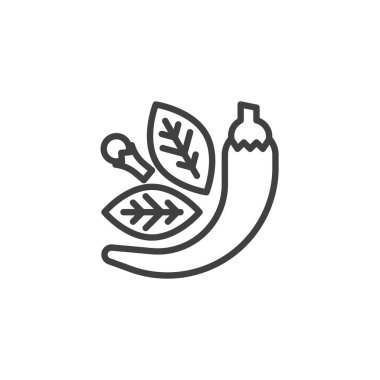 Baharatlar ve bitkiler çizgisi simgesi