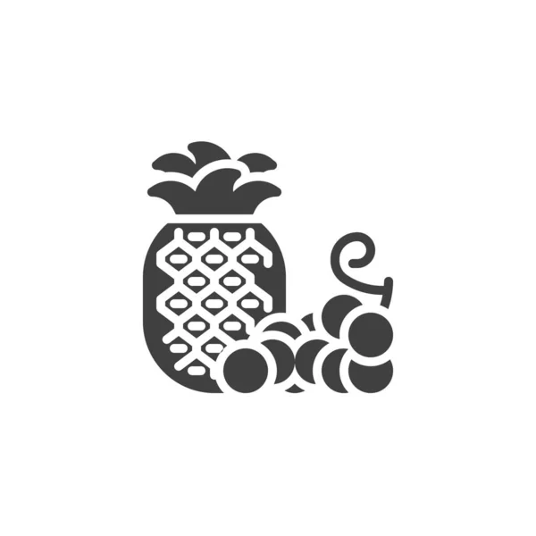 Piña y uvas vector icono — Vector de stock