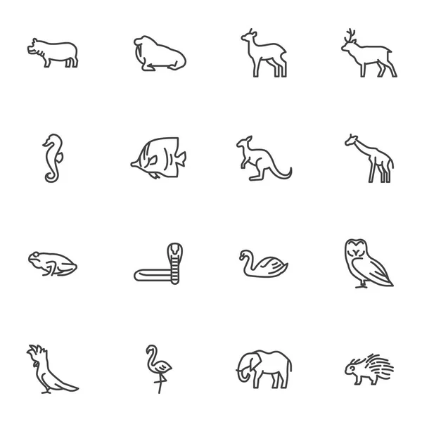 Set di icone della linea animale — Vettoriale Stock
