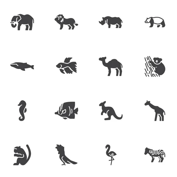 Wild animal vector icons set — Stock Vector