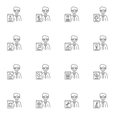 Okul öğretmeni satırı simgeleri ayarlandı