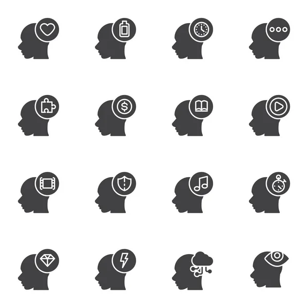 Brain process vector icons set — Stock Vector