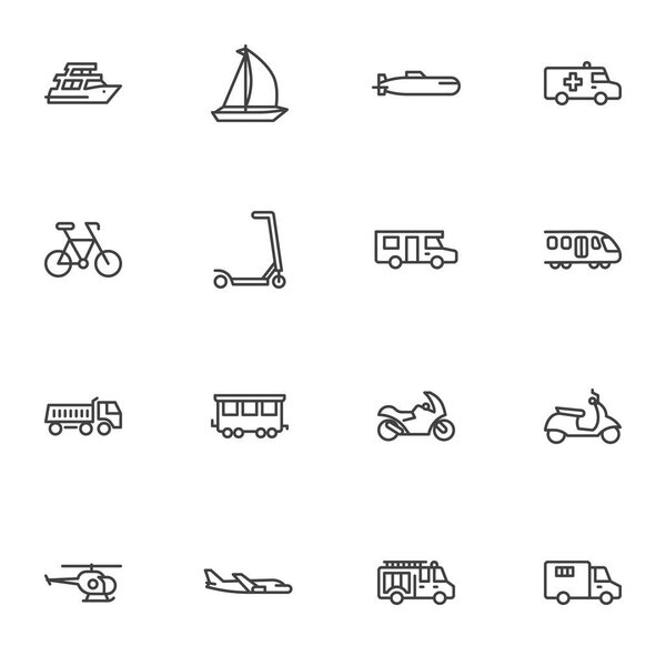 Набор значков транспортных линий