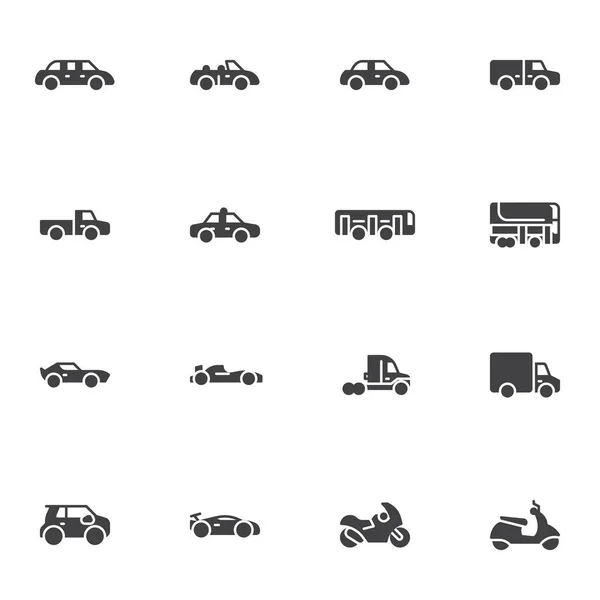 Vervoer, voertuig vector pictogrammen ingesteld — Stockvector