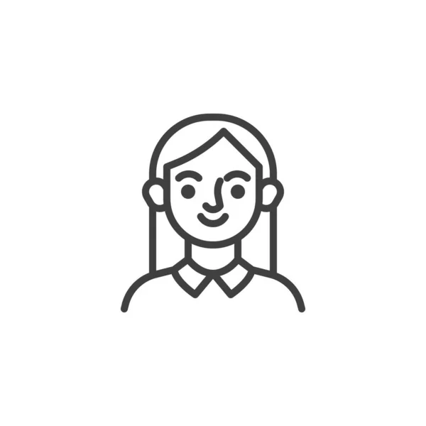 Mujer joven avatar icono de línea — Vector de stock