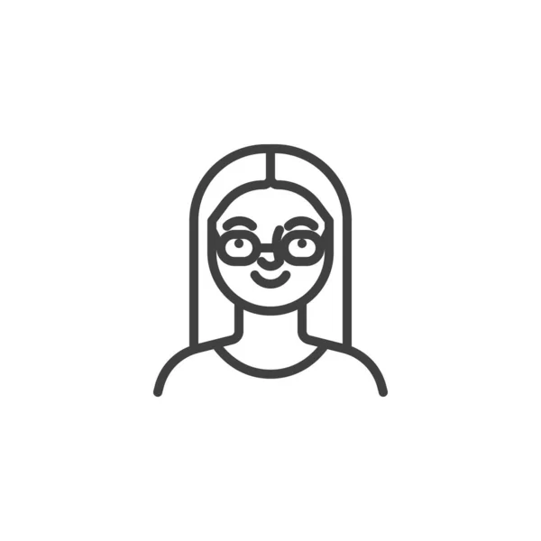 Jovem mulher com óculos ícone de linha — Vetor de Stock