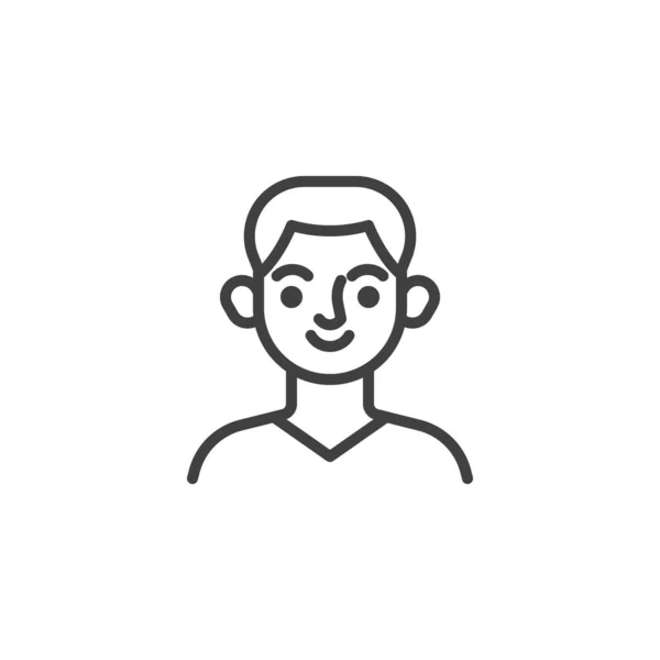 Sonriente hombre avatar icono de línea — Vector de stock