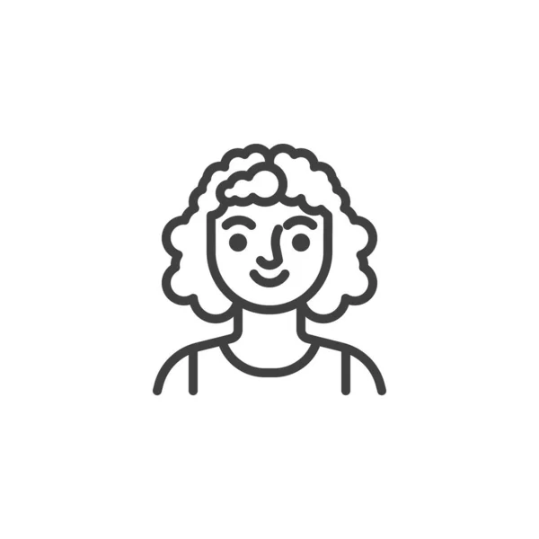 Vrouw met krullend haar lijn pictogram — Stockvector