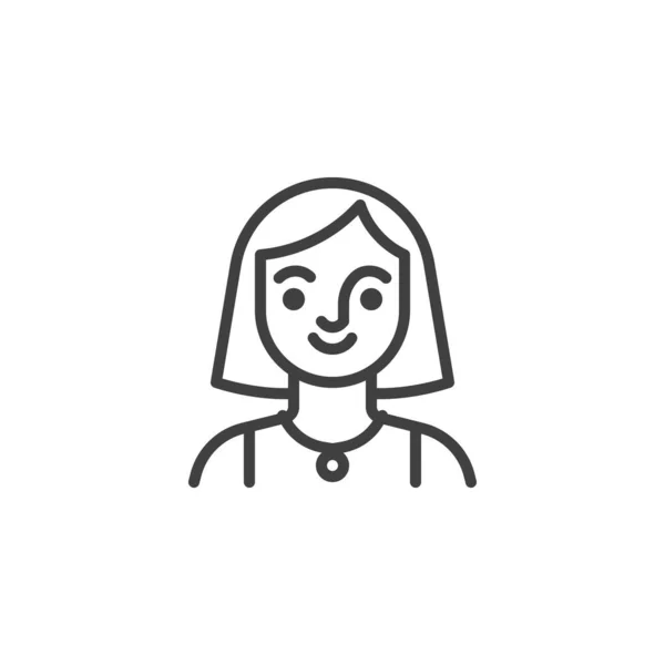 Menina sorridente ícone de linha avatar. — Vetor de Stock