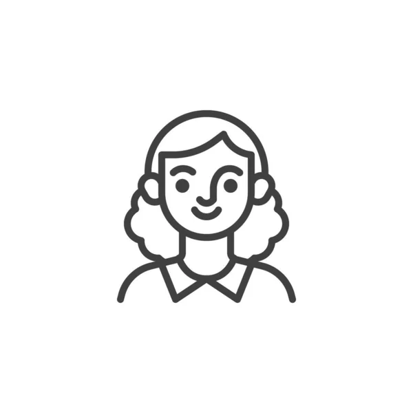 Sonriente chica avatar línea icono — Vector de stock