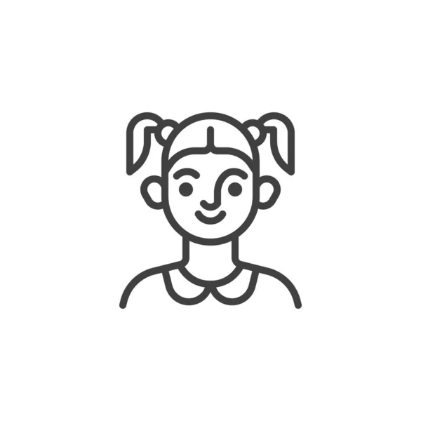 Fille avec l'icône de ligne de coiffure élégante — Image vectorielle