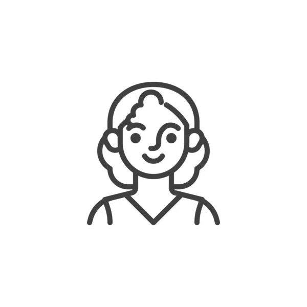 Icono de línea avatar mujer feliz — Vector de stock