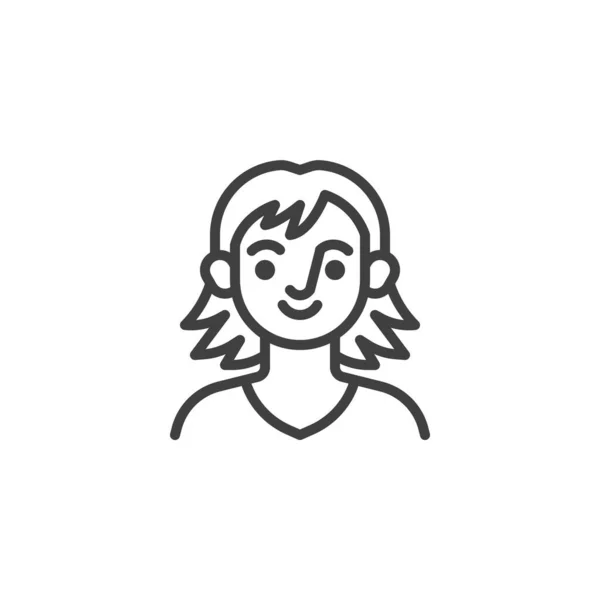 Mujer joven avatar icono de línea — Vector de stock