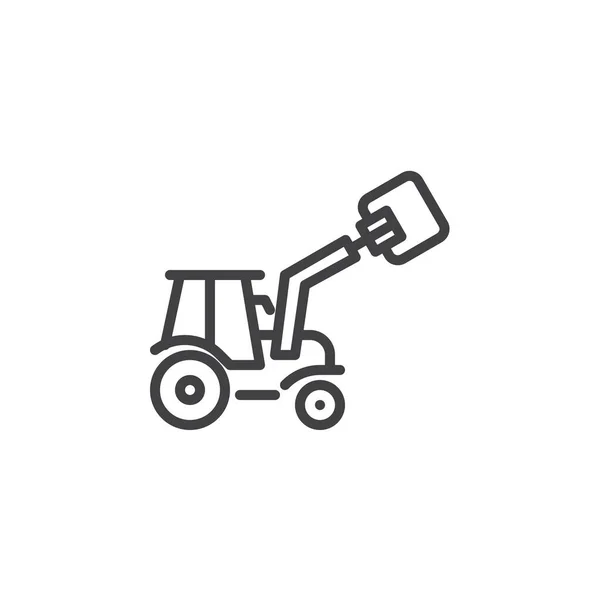 Agricole tracteur ligne icône — Image vectorielle