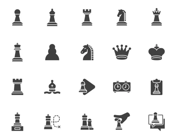 Juego de ajedrez vector iconos conjunto — Vector de stock