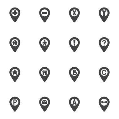 Harita işaretleyici vektör simgeleri ayarlandı