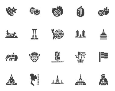 Tayland kültür vektör simgeleri ayarlandı