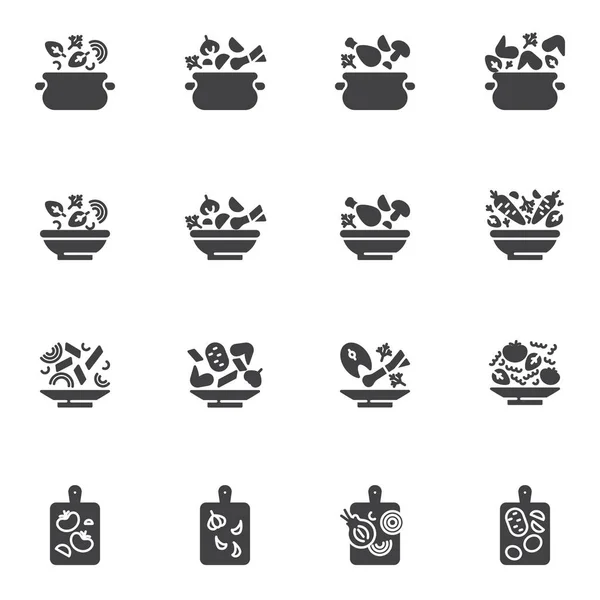 Recetas de cocina vector iconos conjunto — Archivo Imágenes Vectoriales