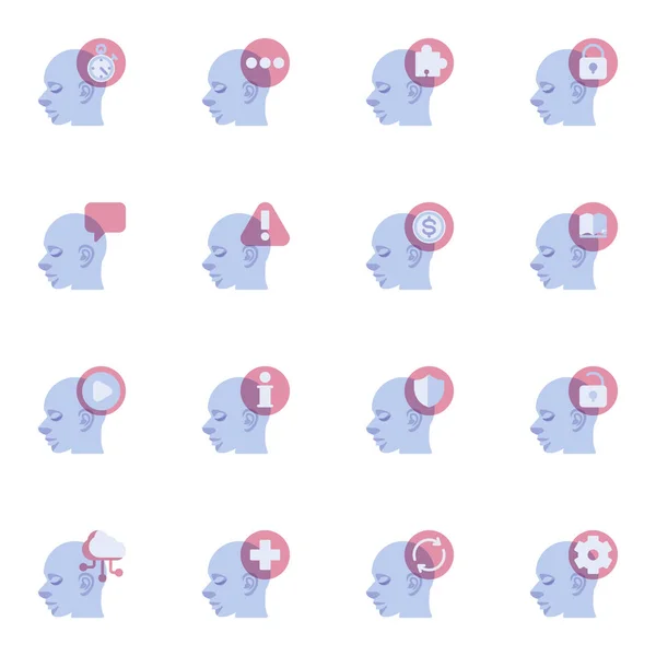 Conjunto de ícones planos de saúde mental — Vetor de Stock