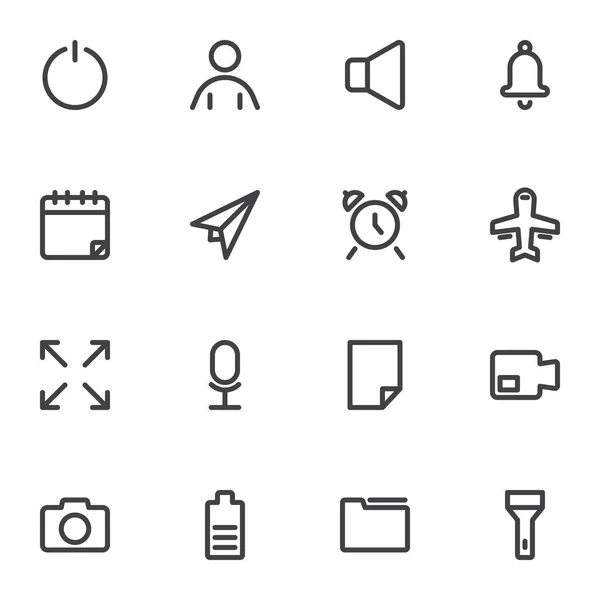 Conjunto de iconos de línea de interfaz básica — Vector de stock