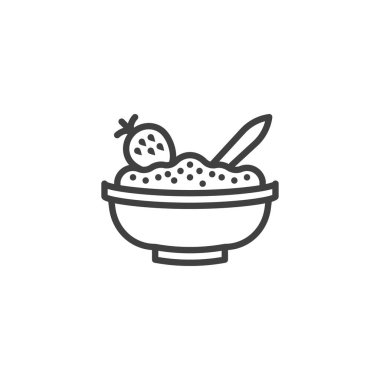 Bir kase yulaf lapası ve çilek çizgisi ikonu.