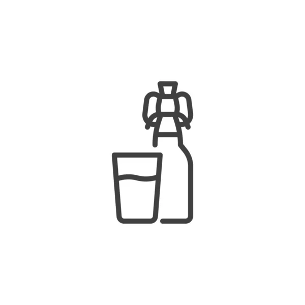 Süt şişesi ve cam çizgi simgesi — Stok Vektör