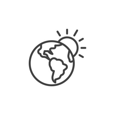 Dünya gezegeni ve güneş çizgisi simgesi