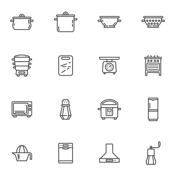 Conjunto de ícones de linha aparelhos de cozinha —  Vetores de Stock